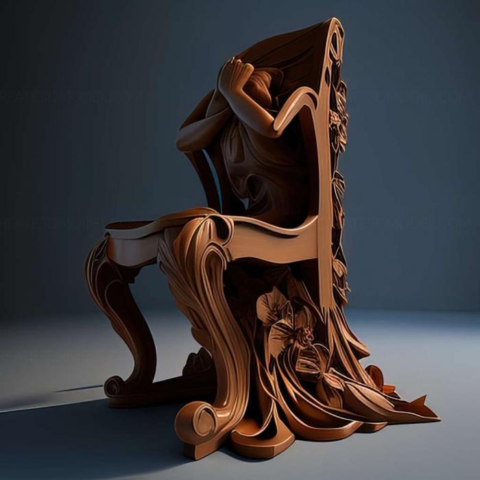 نموذج ثلاثي الأبعاد لآلة CNC أثاث كرسي
